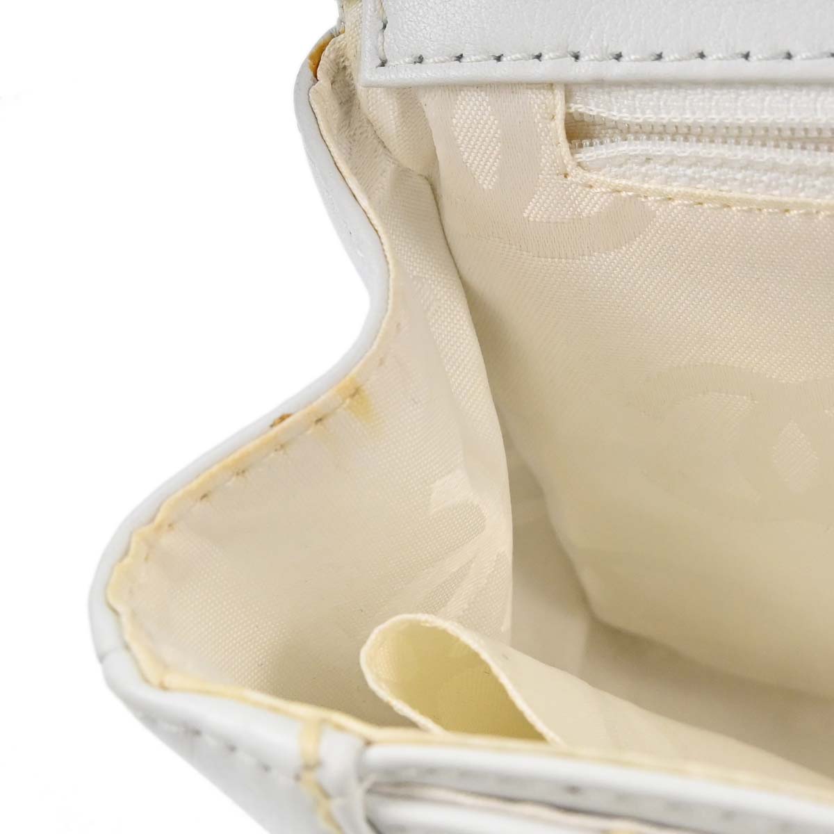 Chanel 2004-2005 White Lambskin Top Handle Handbag