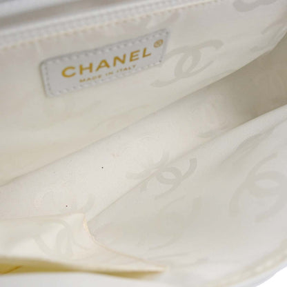 Chanel 2004-2005 White Lambskin Top Handle Handbag
