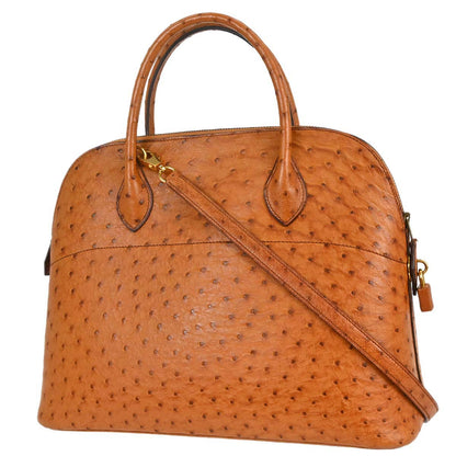 Hermes * Chestnut Ostrich Bolide 35 2way Shoulder Handbag