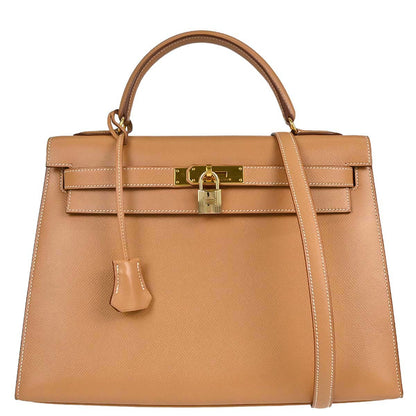 Hermes Natural Courchevel Kelly 32 Sellier 2way Shoulder Handbag