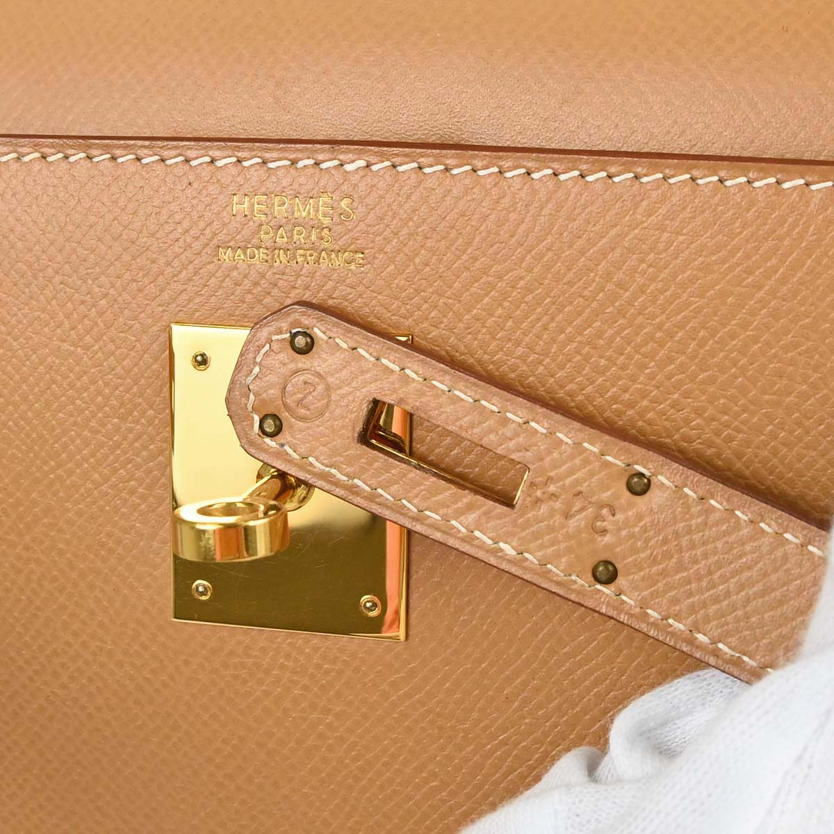 Hermes Natural Courchevel Kelly 32 Sellier 2way Shoulder Handbag