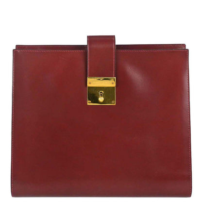 Hermes Rouge H Box Calf Document Portfolio Clutch Bag