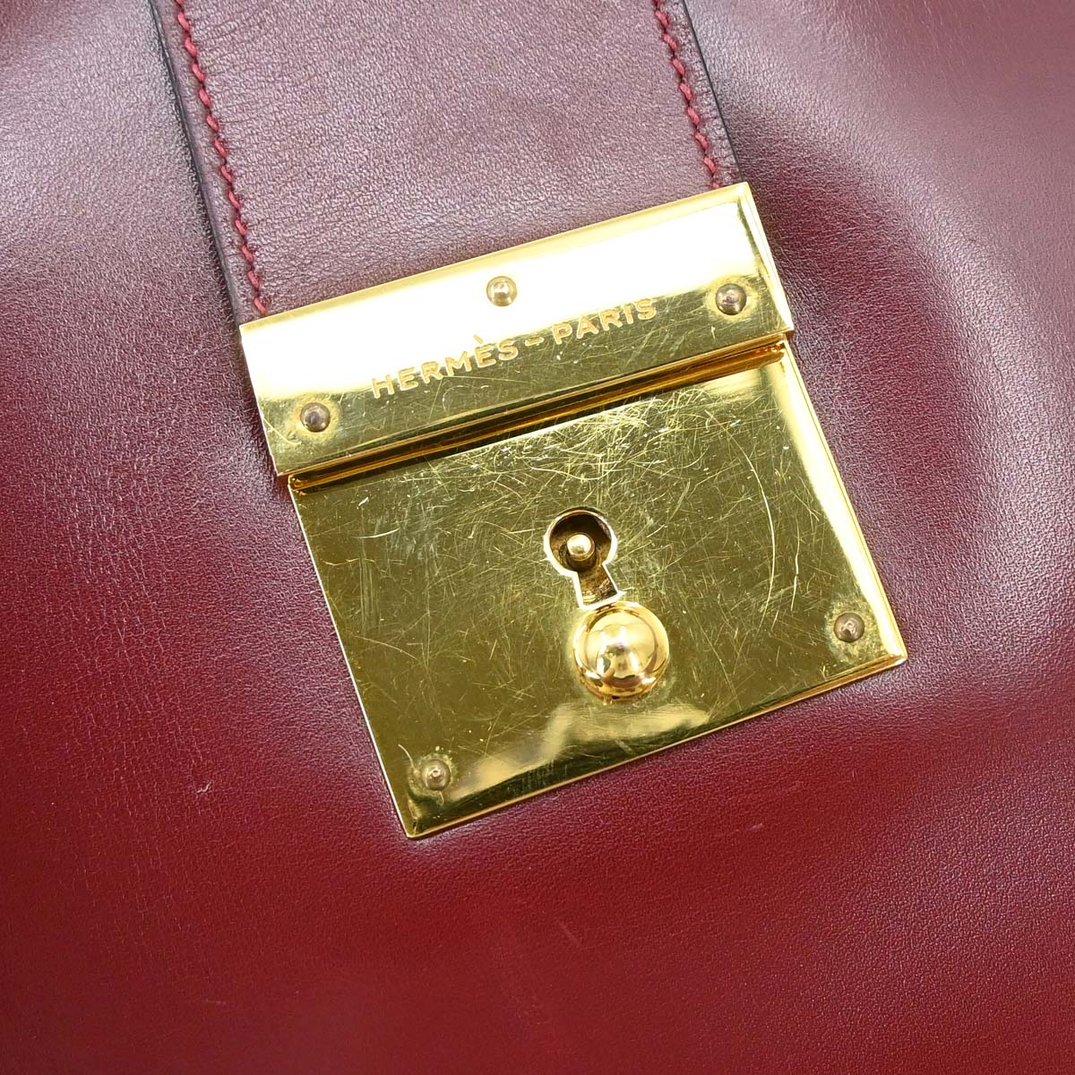 Hermes Rouge H Box Calf Document Portfolio Clutch Bag