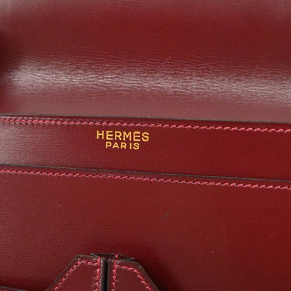 Hermes Rouge H Box Calf Document Portfolio Clutch Bag