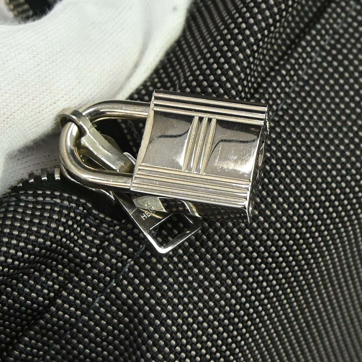 Hermes Gray Canvas Herline Tote TGM Handbag