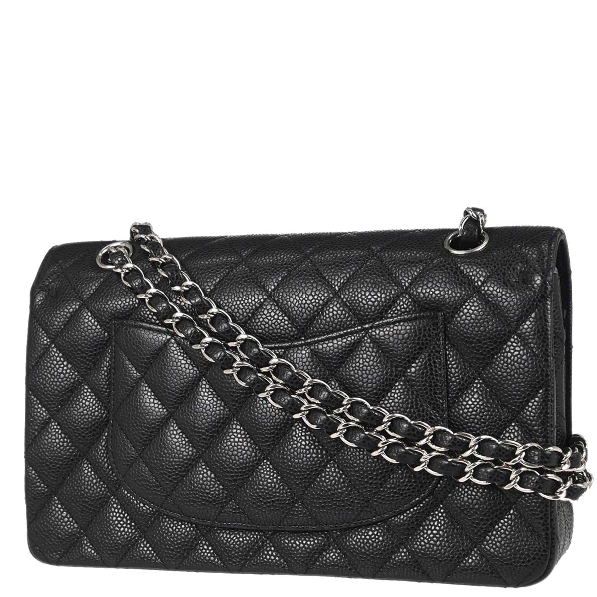 Chanel 2011 Black Caviar Skin Medium Classic Double Flap Shoulder Bag