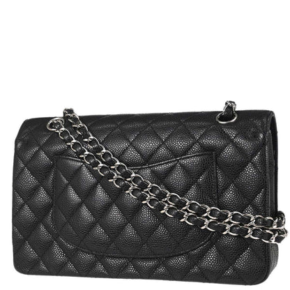 Chanel 2011 Black Caviar Skin Medium Classic Double Flap Shoulder Bag