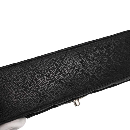 Chanel 2011 Black Caviar Skin Medium Classic Double Flap Shoulder Bag