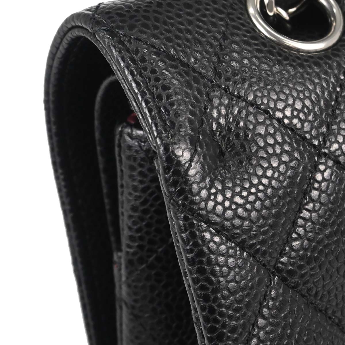 Chanel 2011 Black Caviar Skin Medium Classic Double Flap Shoulder Bag