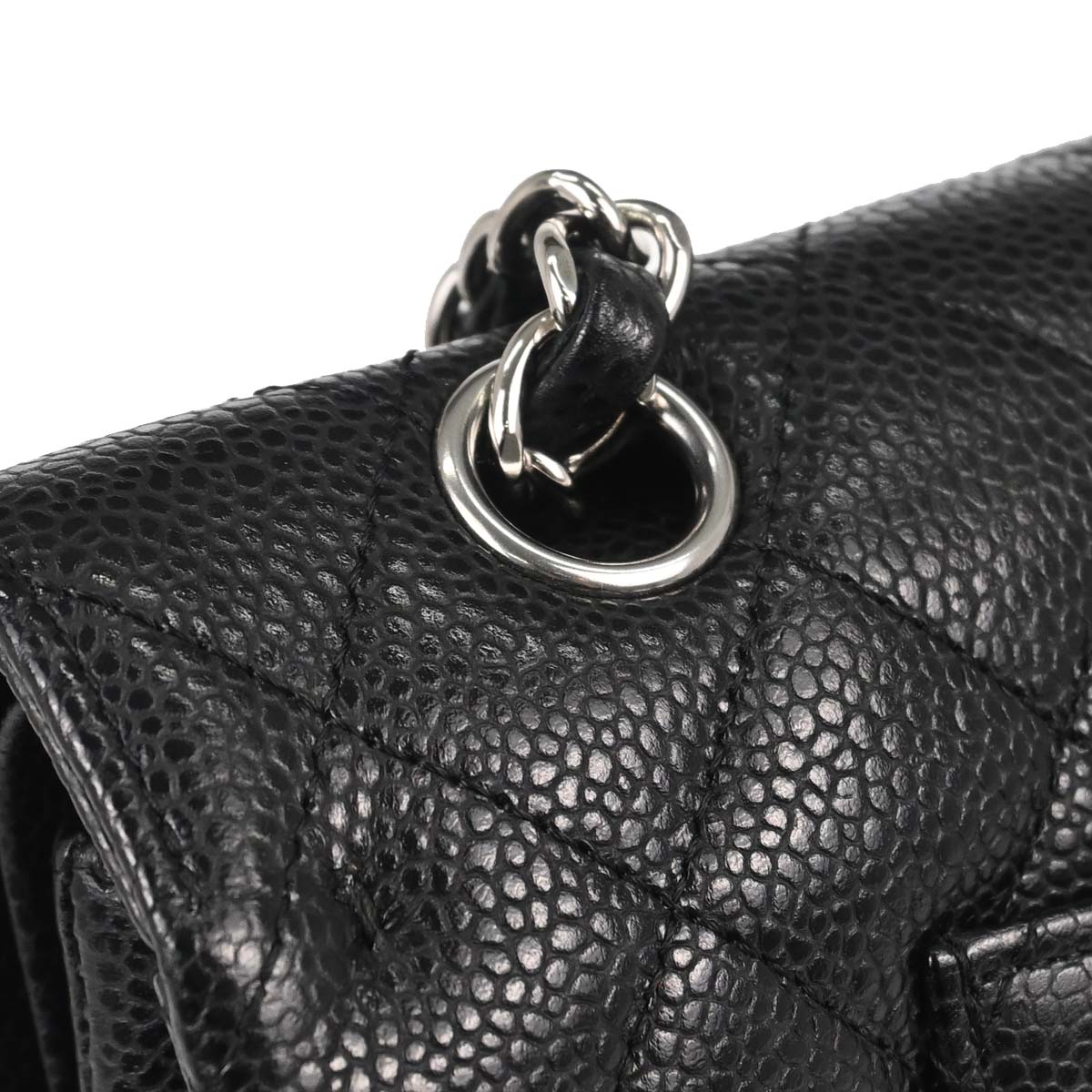 Chanel 2011 Black Caviar Skin Medium Classic Double Flap Shoulder Bag