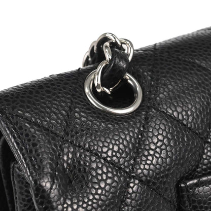 Chanel 2011 Black Caviar Skin Medium Classic Double Flap Shoulder Bag
