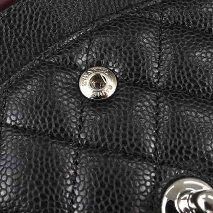 Chanel 2011 Black Caviar Skin Medium Classic Double Flap Shoulder Bag