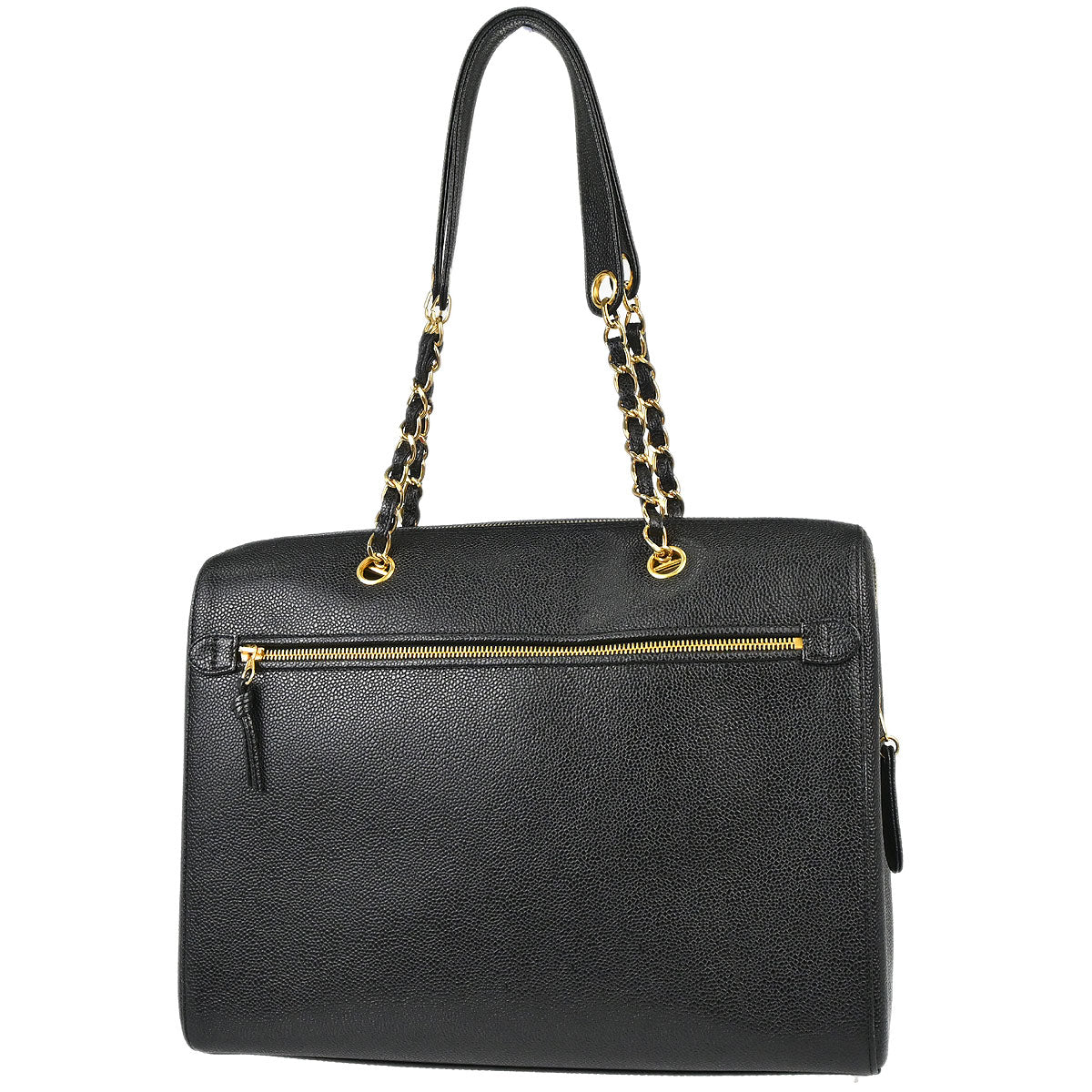 Chanel 1997-1999 Black Caviar Skin Tote Handbag