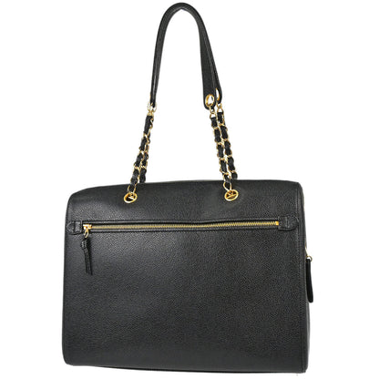 Chanel 1997-1999 Black Caviar Skin Tote Handbag