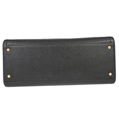 Chanel 1997-1999 Black Caviar Skin Tote Handbag