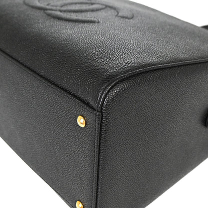 Chanel 1997-1999 Black Caviar Skin Tote Handbag