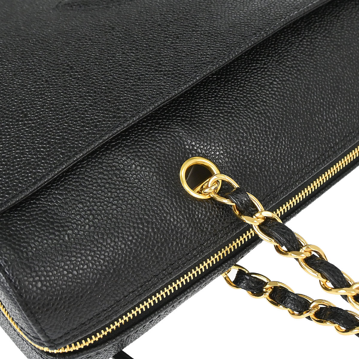 Chanel 1997-1999 Black Caviar Skin Tote Handbag