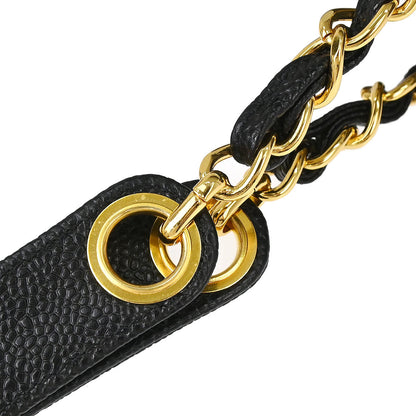 Chanel 1997-1999 Black Caviar Skin Tote Handbag