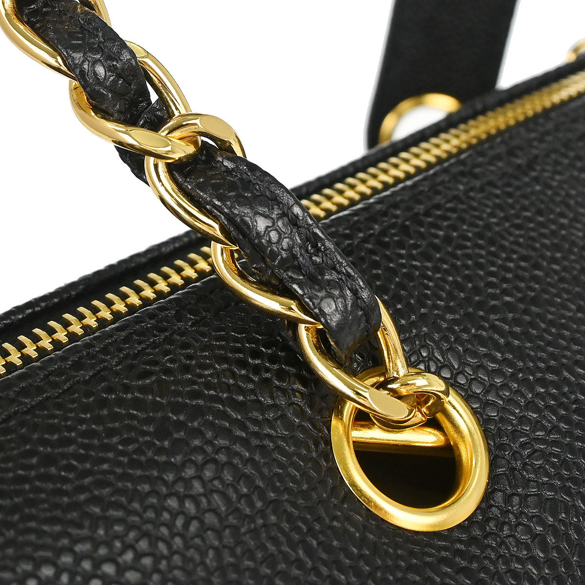 Chanel 1997-1999 Black Caviar Skin Tote Handbag