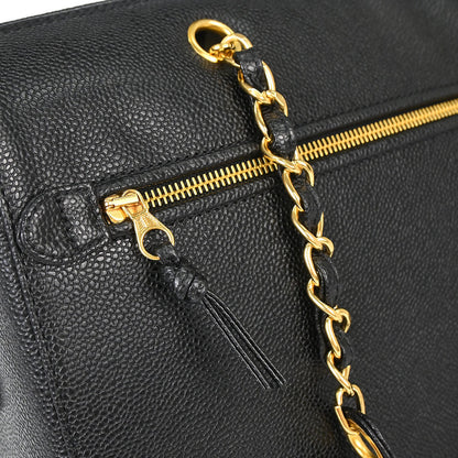 Chanel 1997-1999 Black Caviar Skin Tote Handbag