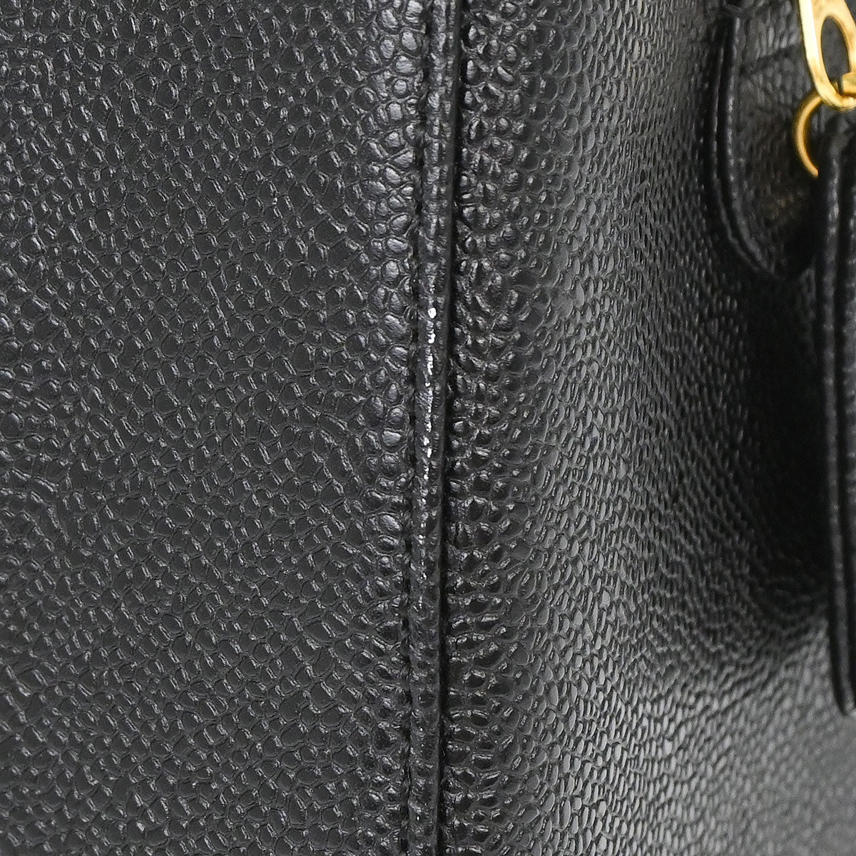 Chanel 1997-1999 Black Caviar Skin Tote Handbag