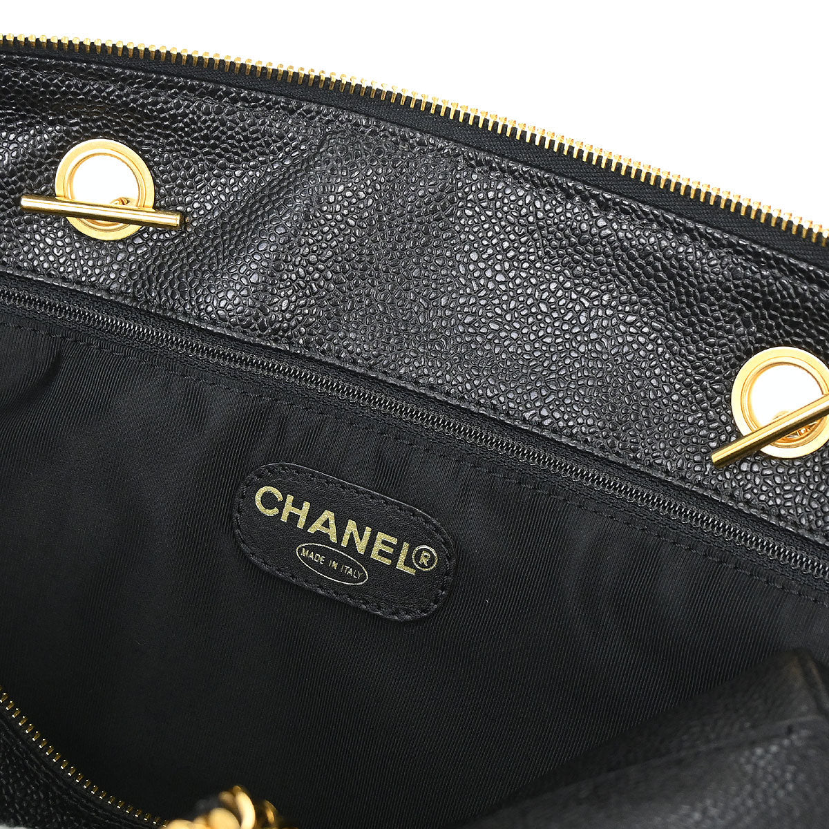 Chanel 1997-1999 Black Caviar Skin Tote Handbag