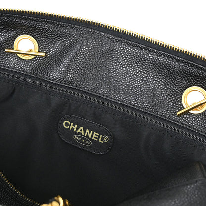 Chanel 1997-1999 Black Caviar Skin Tote Handbag