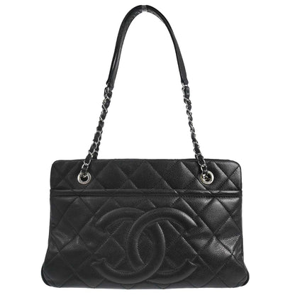Chanel 2012-2013 Black Caviar Skin Timeless CC Chain Tote Bag