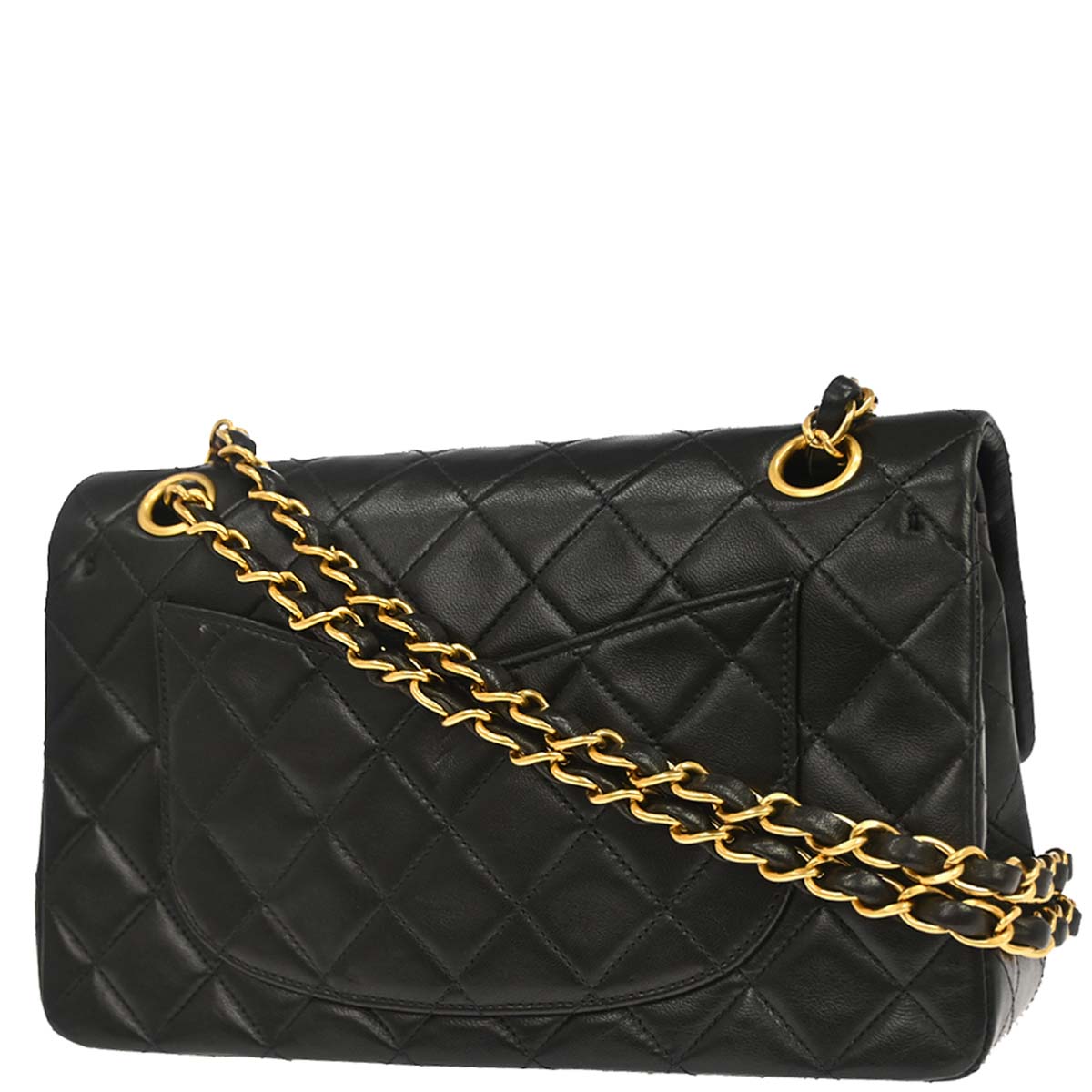 Chanel 1996-1997 Black Lambskin Small Classic Double Flap Shoulder Bag