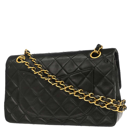 Chanel 1996-1997 Black Lambskin Small Classic Double Flap Shoulder Bag