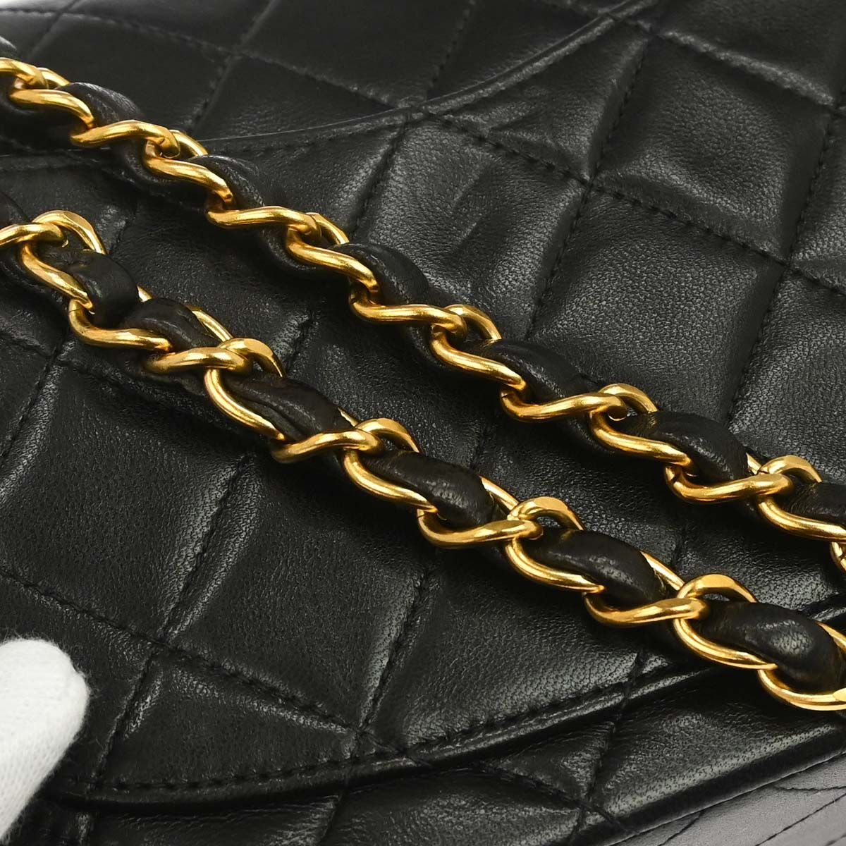 Chanel 1996-1997 Black Lambskin Small Classic Double Flap Shoulder Bag