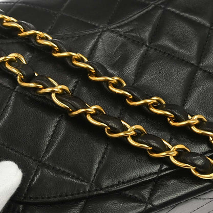 Chanel 1996-1997 Black Lambskin Small Classic Double Flap Shoulder Bag