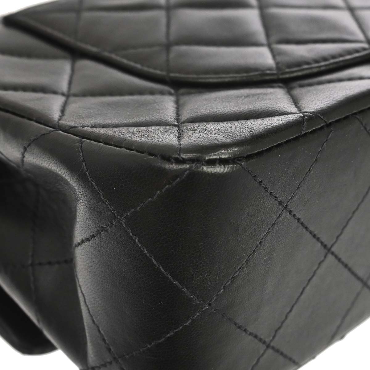 Chanel 1996-1997 Black Lambskin Small Classic Double Flap Shoulder Bag