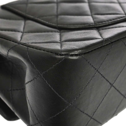 Chanel 1996-1997 Black Lambskin Small Classic Double Flap Shoulder Bag