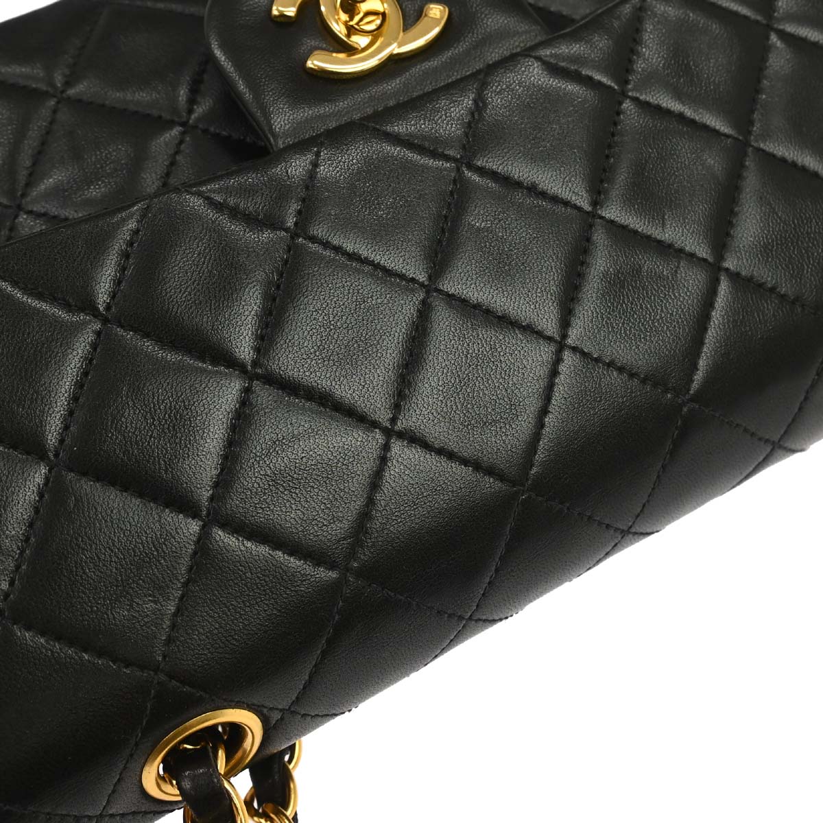 Chanel 1996-1997 Black Lambskin Small Classic Double Flap Shoulder Bag