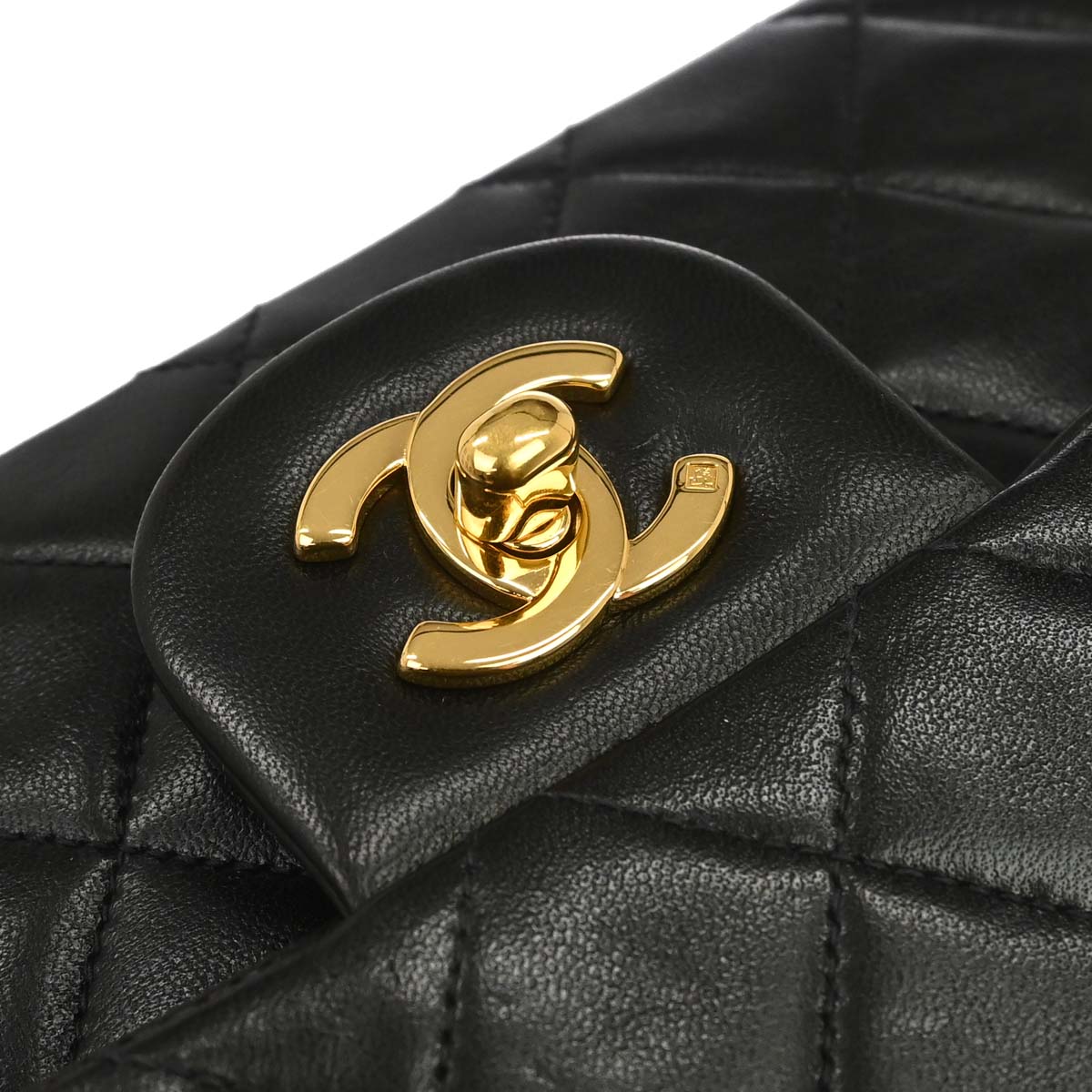 Chanel 1996-1997 Black Lambskin Small Classic Double Flap Shoulder Bag