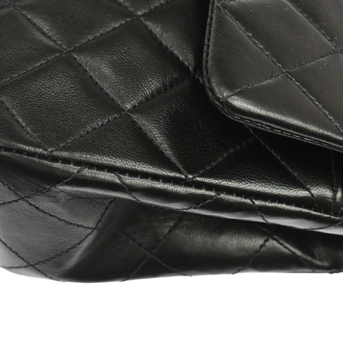 Chanel 1996-1997 Black Lambskin Small Classic Double Flap Shoulder Bag