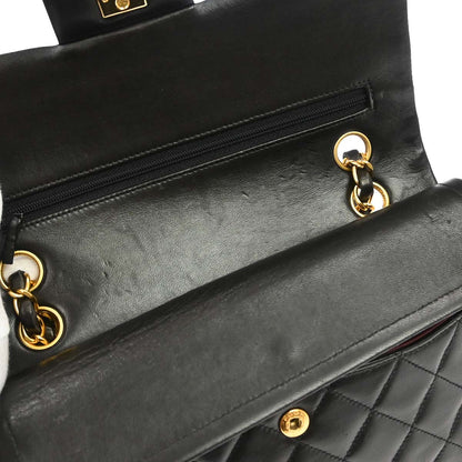 Chanel 1996-1997 Black Lambskin Small Classic Double Flap Shoulder Bag
