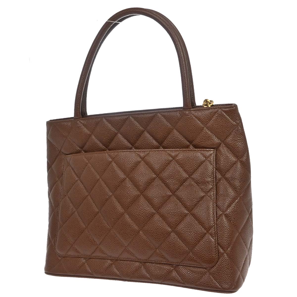Chanel Brown Caviar Skin Medallion Tote Handbag