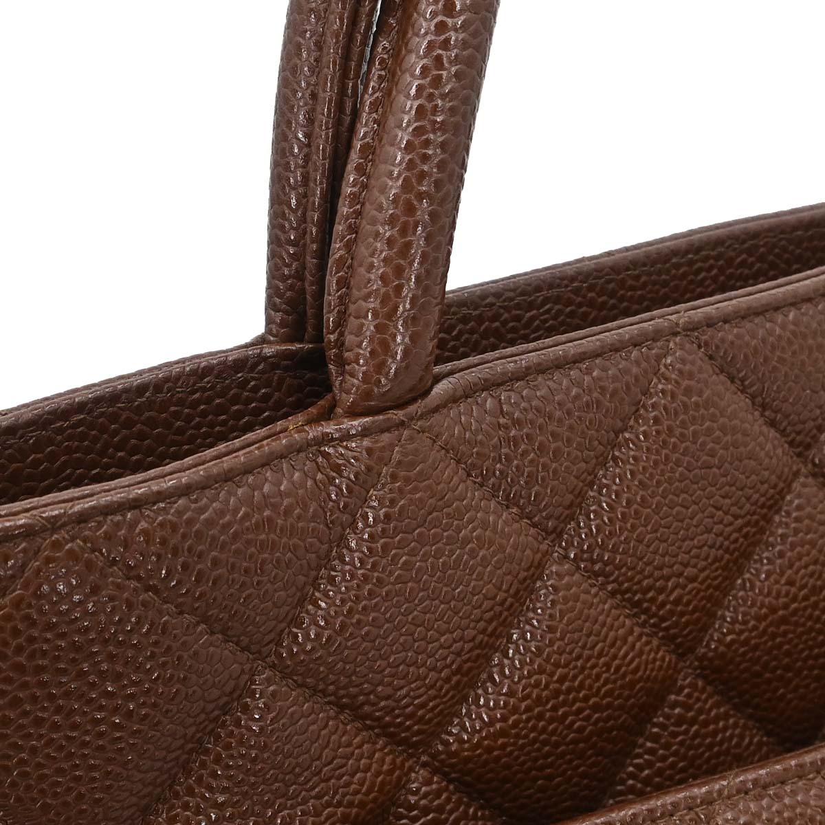 Chanel Brown Caviar Skin Medallion Tote Handbag