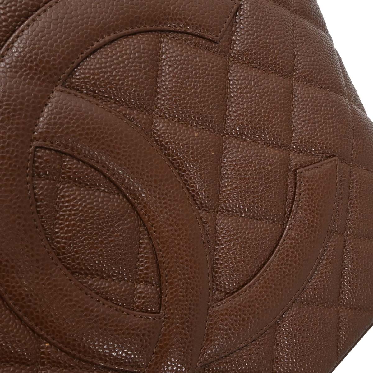 Chanel Brown Caviar Skin Medallion Tote Handbag