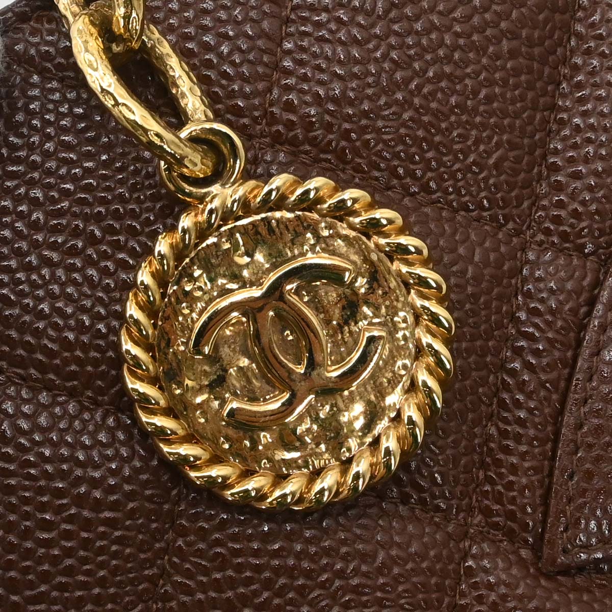 Chanel Brown Caviar Skin Medallion Tote Handbag