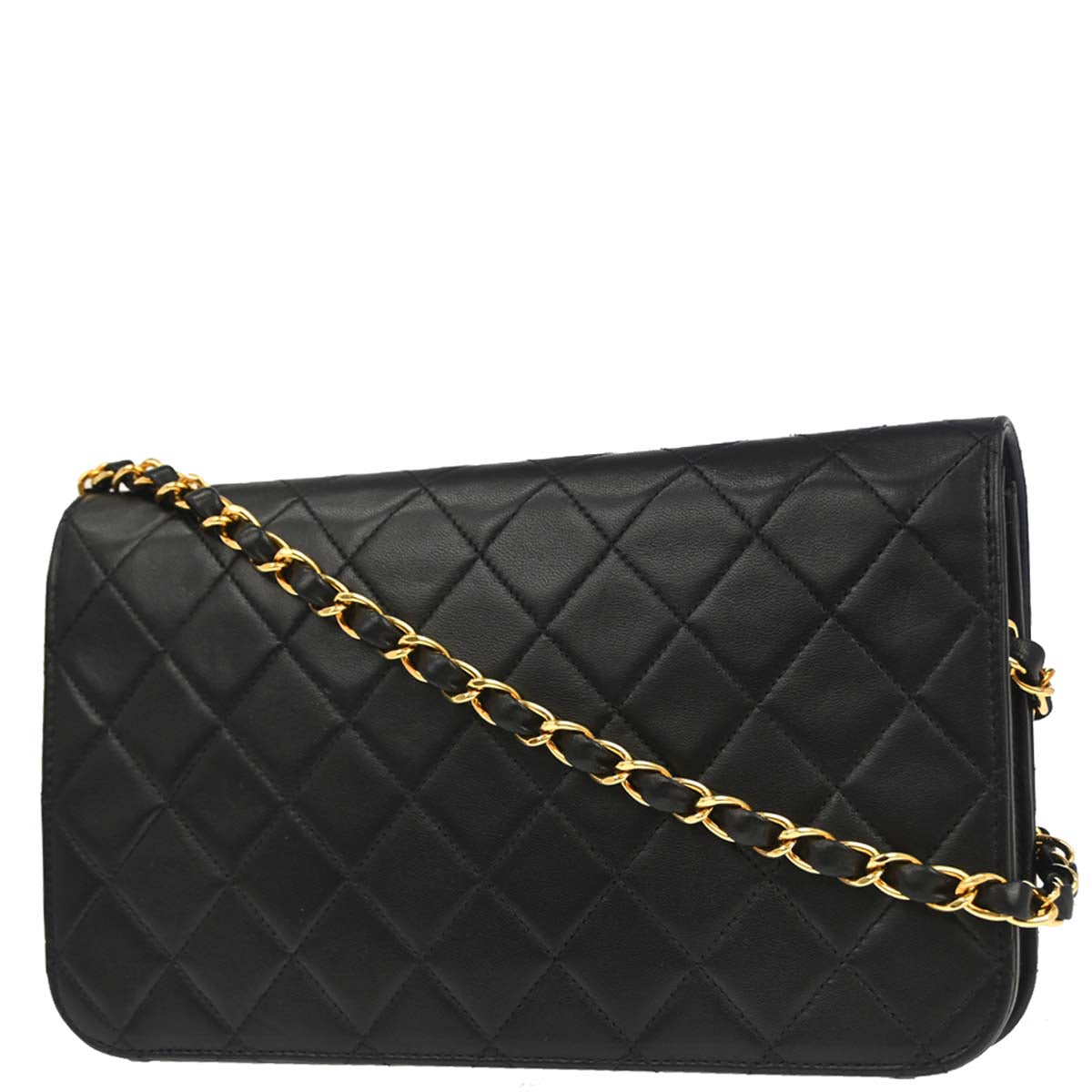 Chanel 2003-2004 Black Lambskin Turnlock Small Full Flap Shoulder Bag
