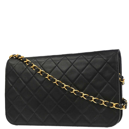Chanel 2003-2004 Black Lambskin Turnlock Small Full Flap Shoulder Bag