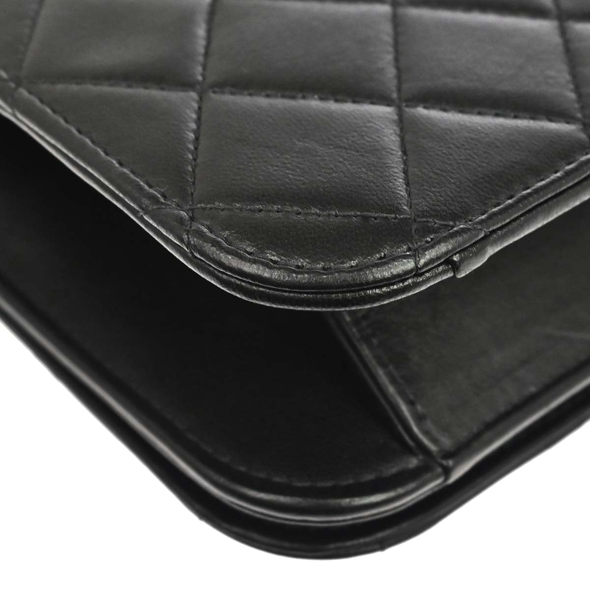 Chanel 2003-2004 Black Lambskin Turnlock Small Full Flap Shoulder Bag
