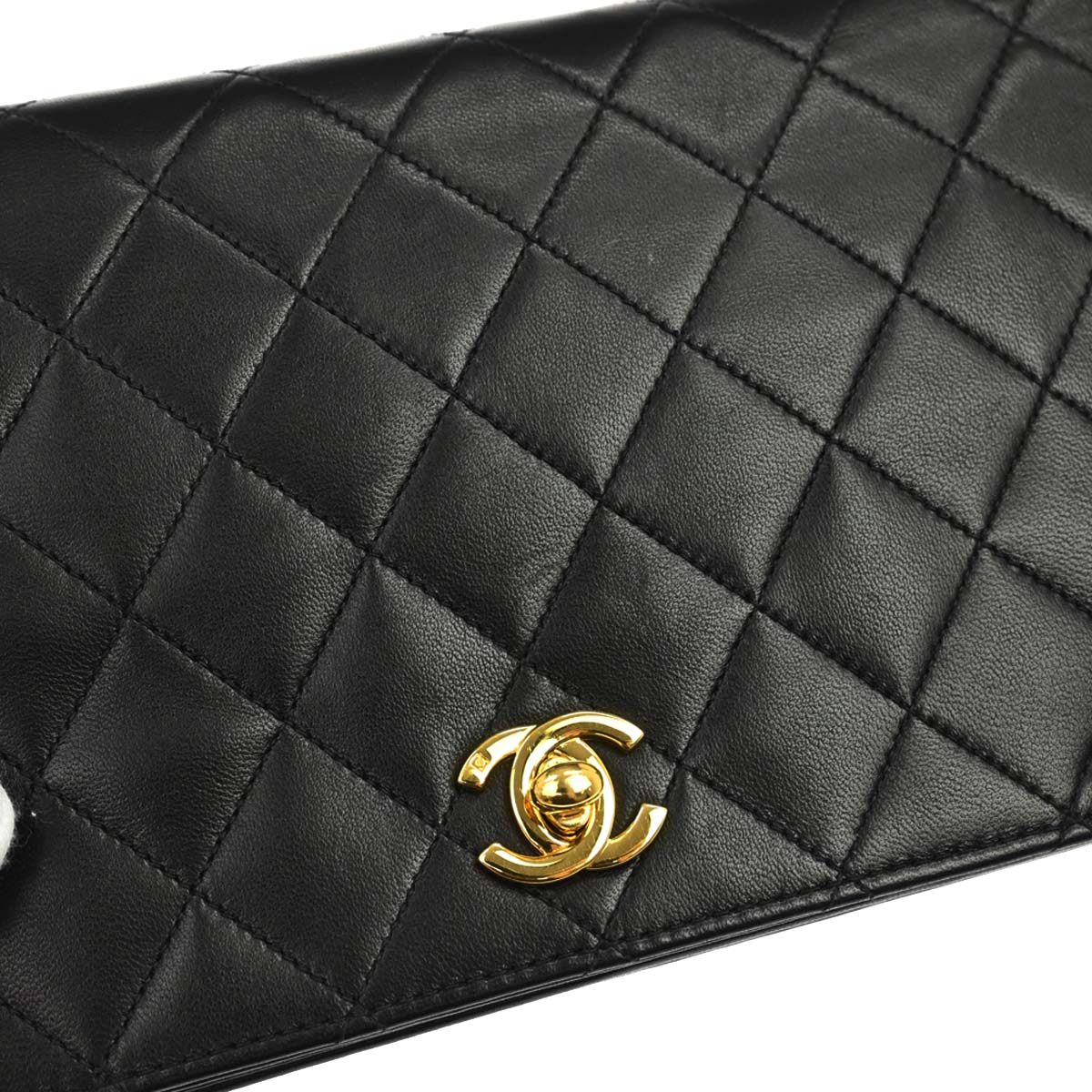 Chanel 2003-2004 Black Lambskin Turnlock Small Full Flap Shoulder Bag