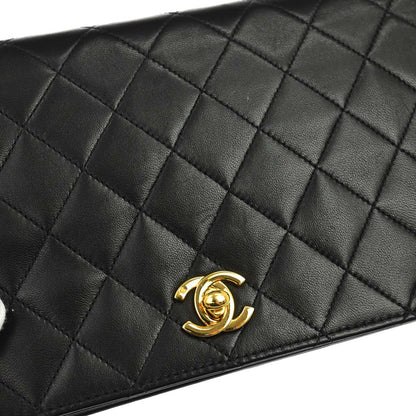 Chanel 2003-2004 Black Lambskin Turnlock Small Full Flap Shoulder Bag