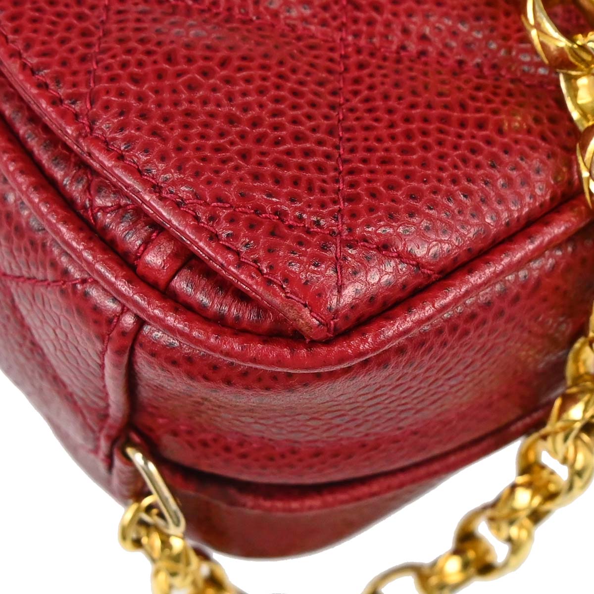 Chanel 1991-1994 Red Caviar Skin Camera Bag Mini