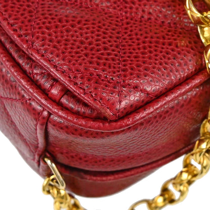 Chanel 1991-1994 Red Caviar Skin Camera Bag Mini