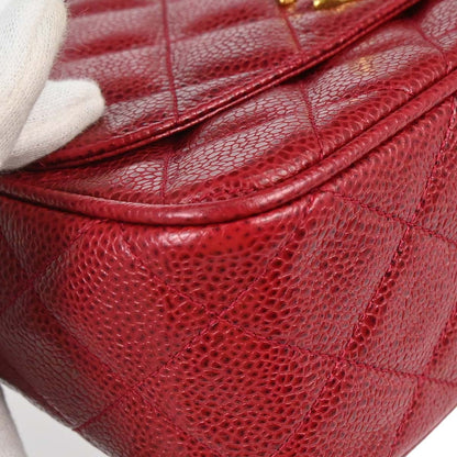 Chanel 1991-1994 Red Caviar Skin Camera Bag Mini